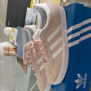 Adidas Women's Gazelle Sneakers in Beige and White